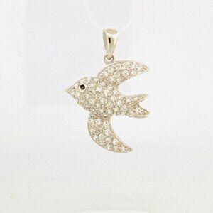 Brand New 925 Sterling Silver Swimming Fish Pendant - Sparkling Cubic Zirconia